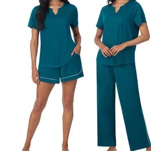 Midnight by Carole Houchman Teal 4 Piece Pajama Set